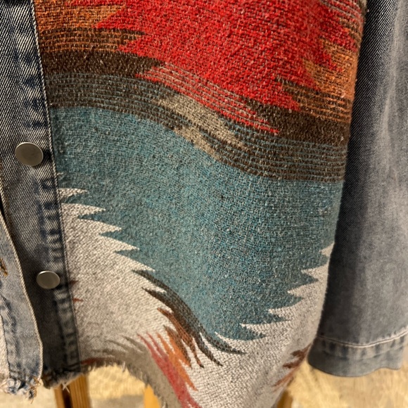 Vintage Denim Shacket with Aztec Southwestern Pattern - Picture 4 of 12